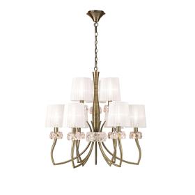 M4630AB/WS  Loewe 2 Tier Pendant 9 Light Antique Brass